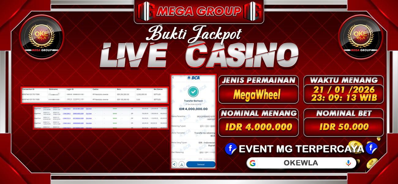 Bukti JP situs Okewla hari Rabu, 21 Januari 2026